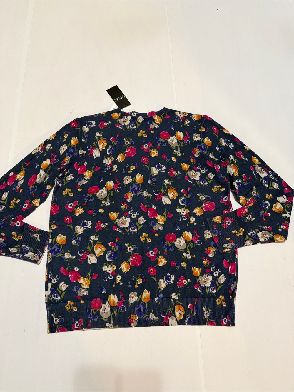 Lauren Ralph Lauren French Navy Floral Sweater L NWT - Picture 6 of 6
